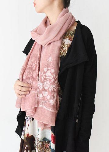 New Orange Pink Cute Rectangle Scarves Women Casual Warm Embroidery Scarf