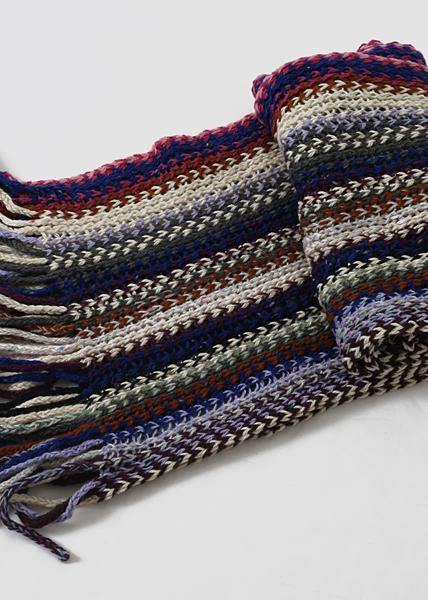 new women rainbow striped knit scarf tassel vintage warm scarves