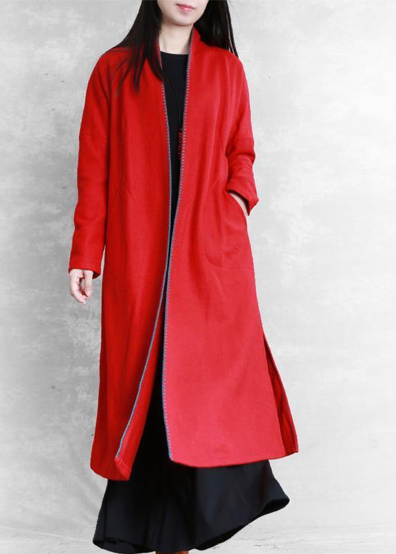 red plus size clothing sweaters pockets side open coats