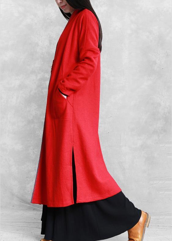 red plus size clothing sweaters pockets side open coats