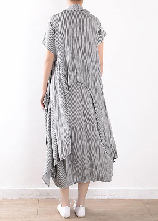 summer new gray original design striped dress long dresses and vest outside wearing casual suit