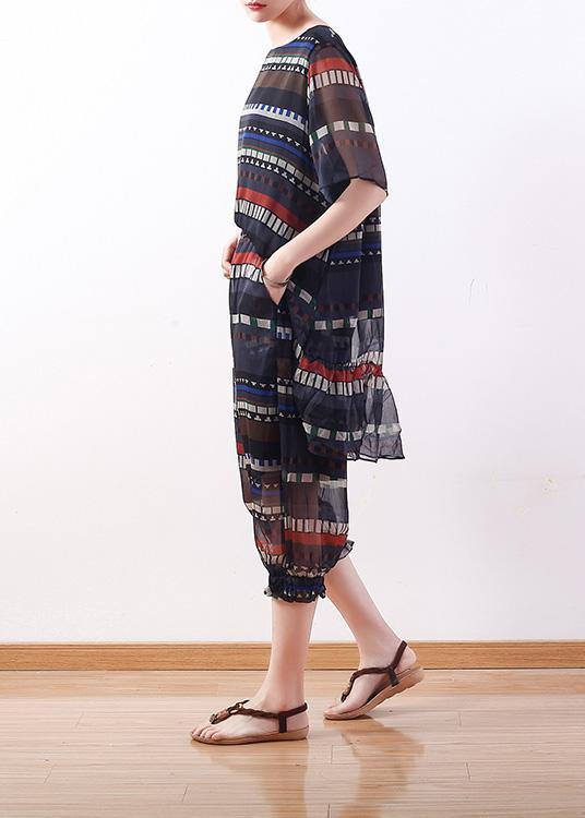 summer new original design loose stripes  chiffon casual seven points harem pants