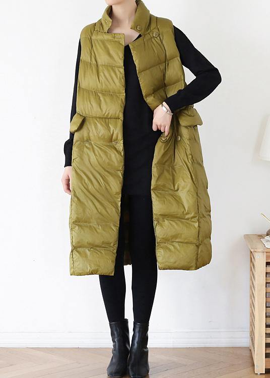 thick yellow green casual outfit casual down jacket stand collar sleeveless winter outwear