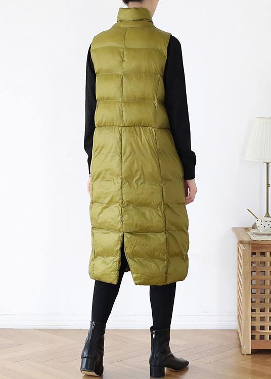 thick yellow green casual outfit casual down jacket stand collar sleeveless winter outwear