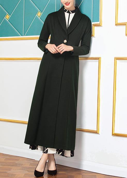 fine Loose fitting long coat  coat aymy green wild Woolen Coats