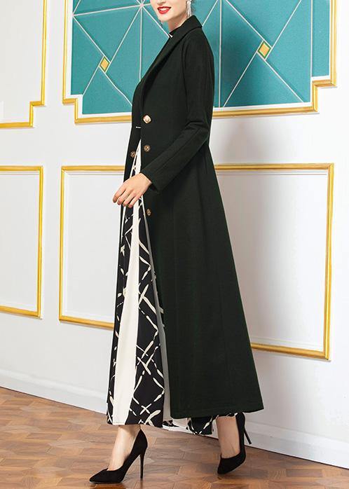 fine Loose fitting long coat  coat aymy green wild Woolen Coats