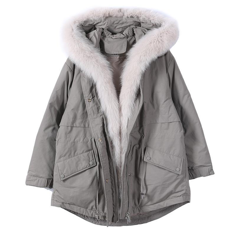 Loose fitting warm winter coat hooded drawstring parkas