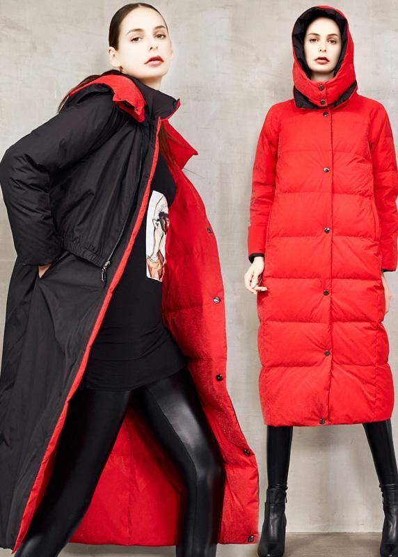 fine black goose Down coat plus size two ways to wear winter jacket hooded fine winter outwear