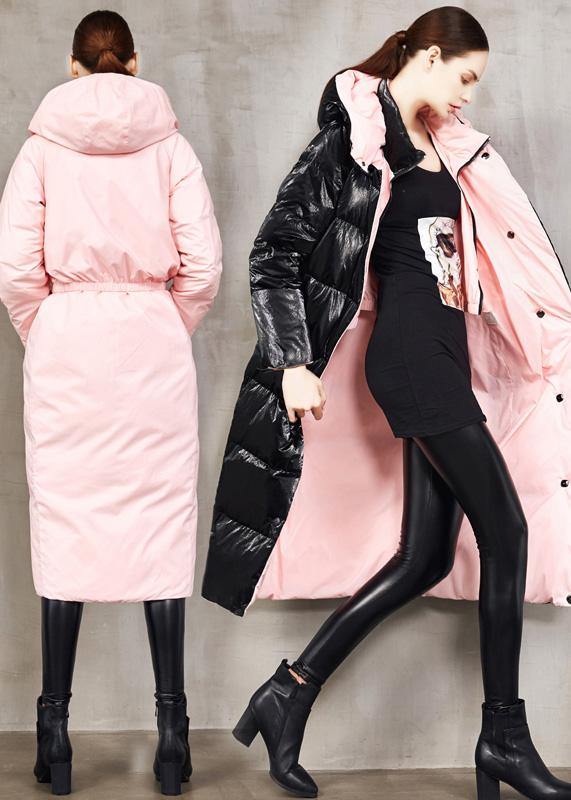 fine black goose Down coat plus size two ways to wear winter jacket hooded fine winter outwear