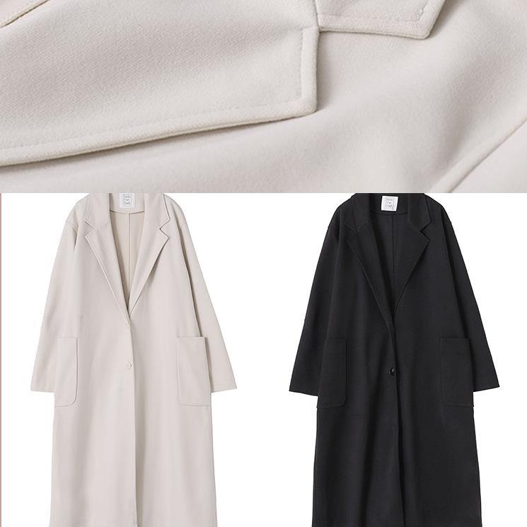 casual long jackets coats nude Notched tie waist Woolen Coat Women