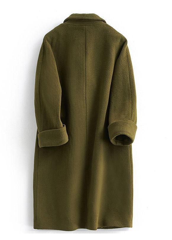 Woolen Coat trendy plus size long double breast women coats Notched