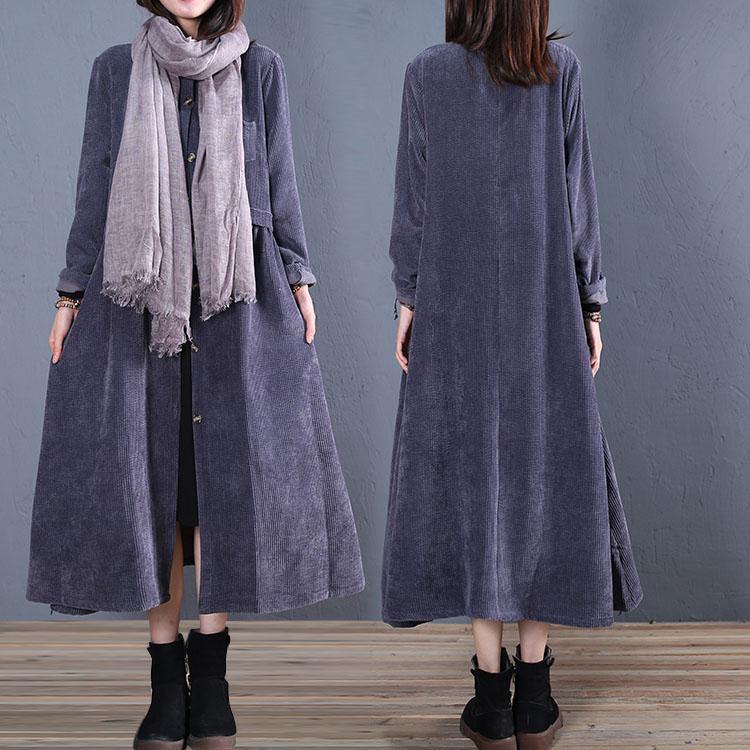 fine navy coats plus size fall o neck pockets long coat