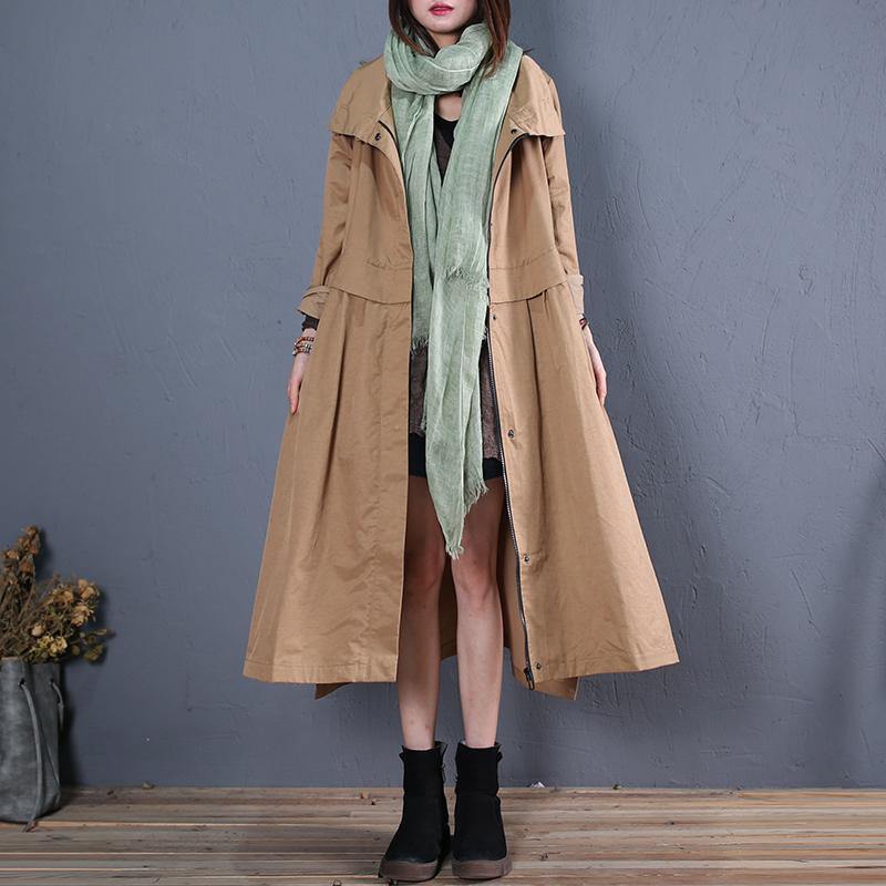 fine plus size long coats fall outwear khaki side open Coats