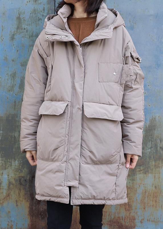 fine trendy plus size Jackets & Coats winter outwear khaki hooded winter outwear