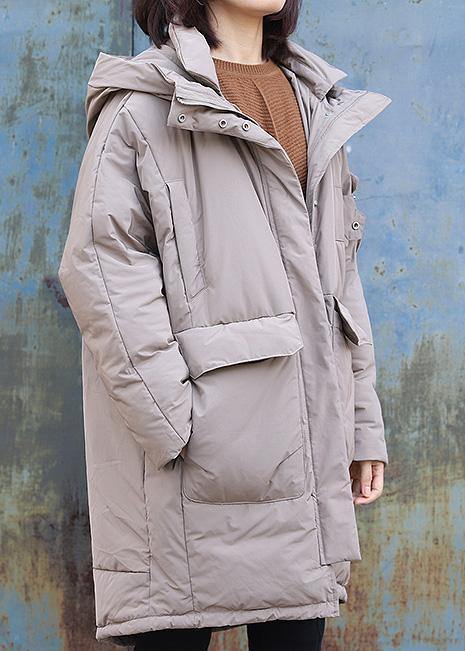 fine trendy plus size Jackets & Coats winter outwear khaki hooded winter outwear