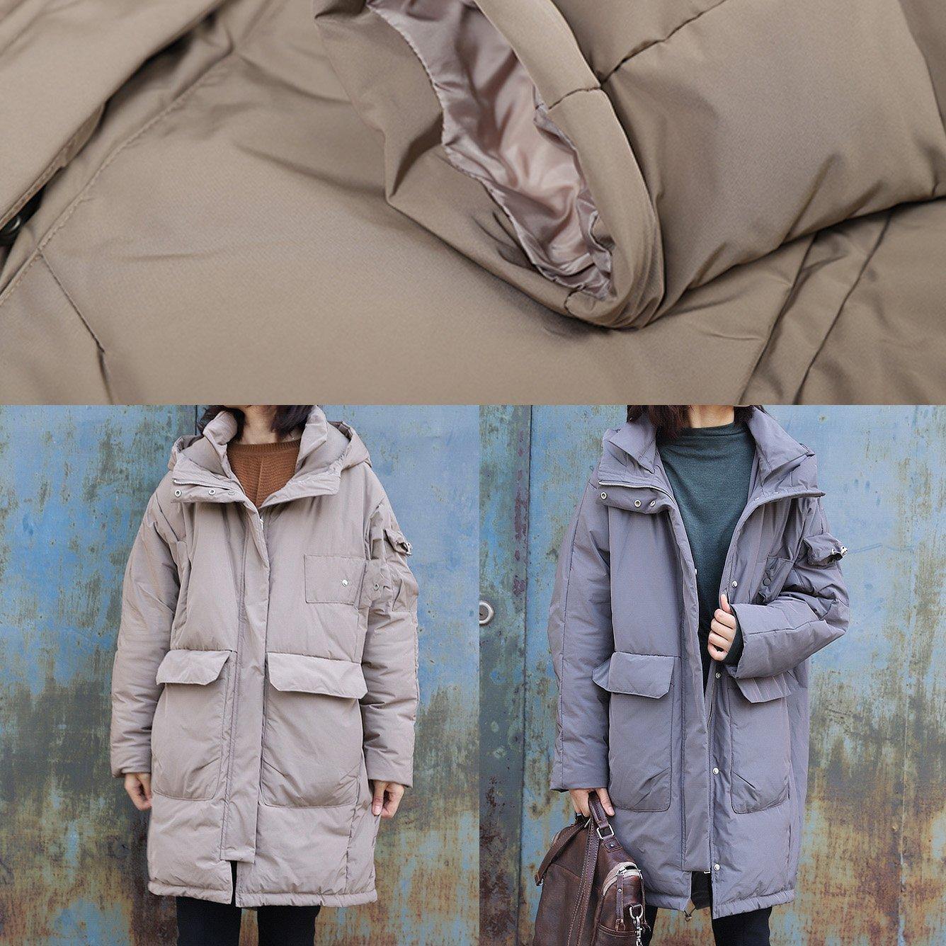 fine trendy plus size Jackets & Coats winter outwear khaki hooded winter outwear