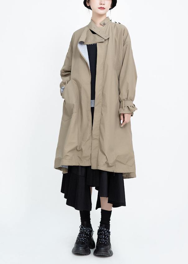 two ways to wear Fashion asymmetriccoats women khaki Midi jackets