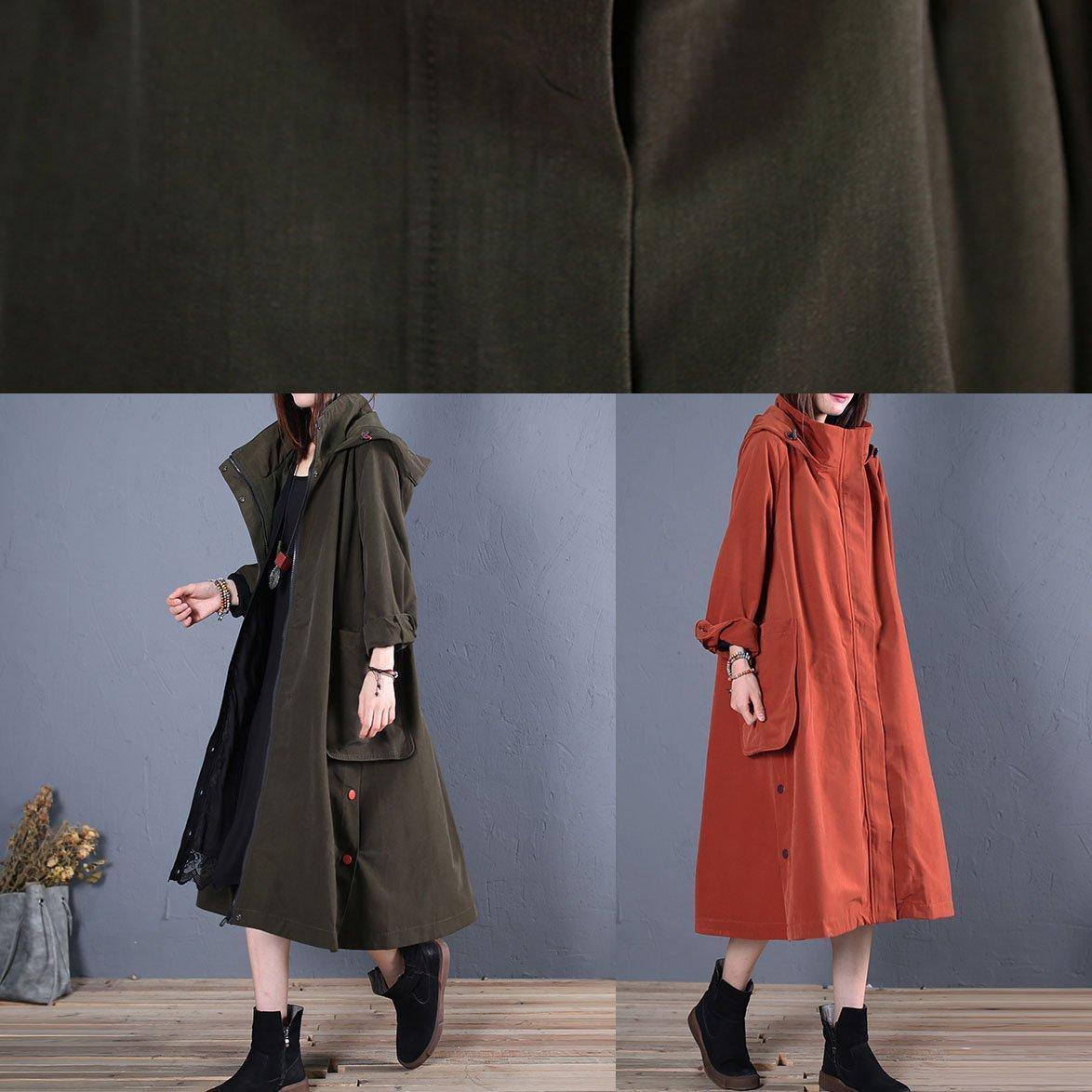 vintage casual Winter coat fall red hooded Coats Women