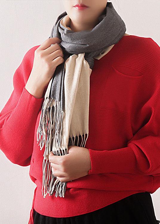 warm women tassel gray scarves small fresh imitation cashmere scarf