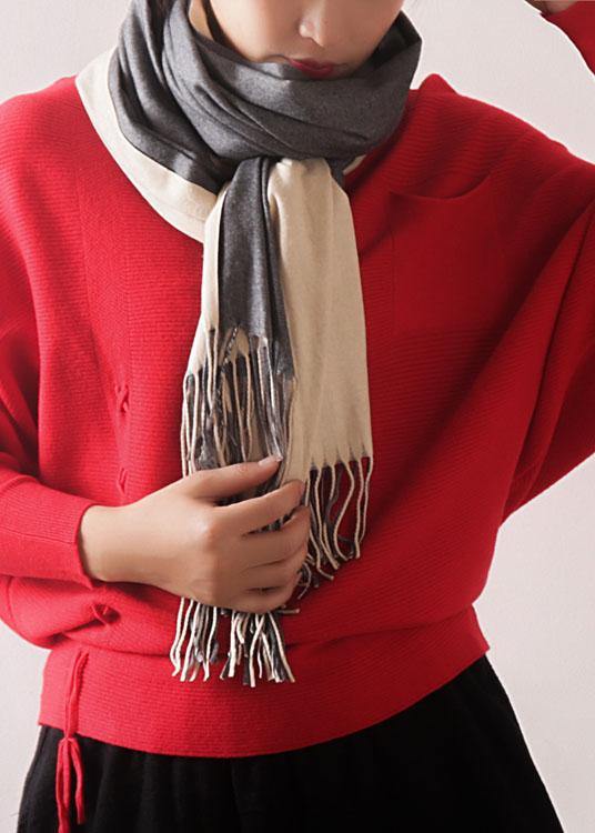 warm women tassel gray scarves small fresh imitation cashmere scarf