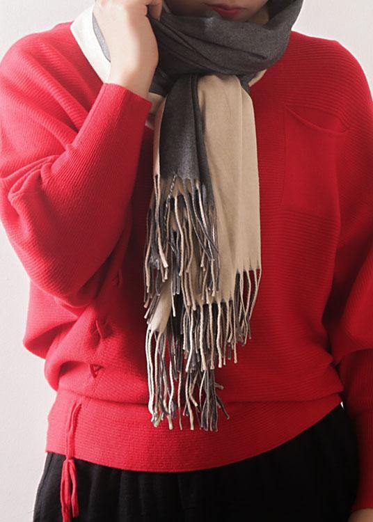 warm women tassel gray scarves small fresh imitation cashmere scarf