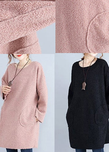 winter thick warm black corduroy dresses plus size casual long sleeve sweater dress