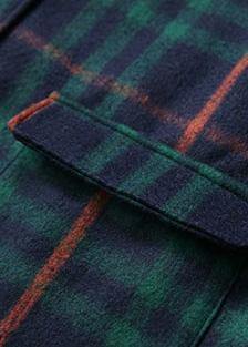 women green plaid wool overcoat plus size clothing Winter coat lapel pockets coats