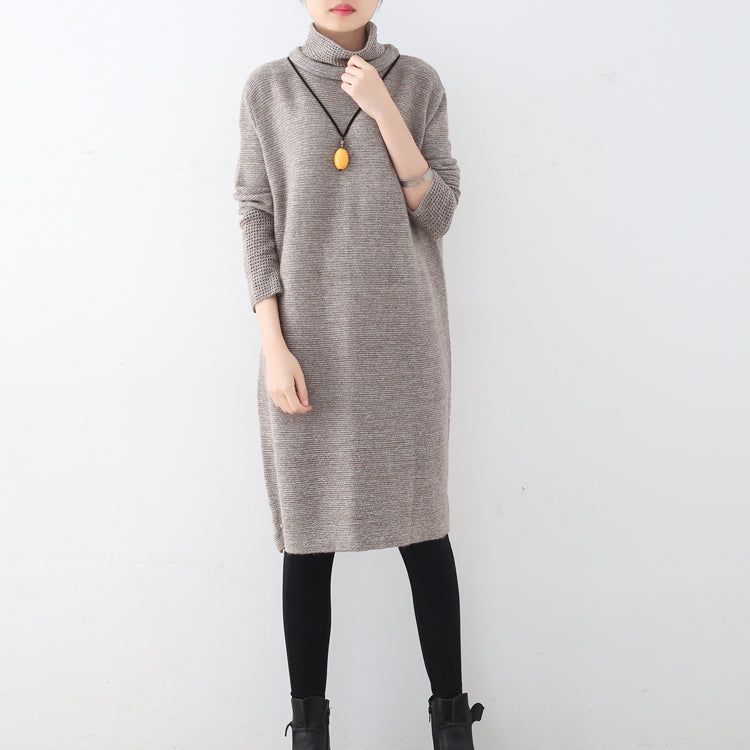 women khaki sweater dress fall fashion high neck fall dresses vintage hollow out fall dresses