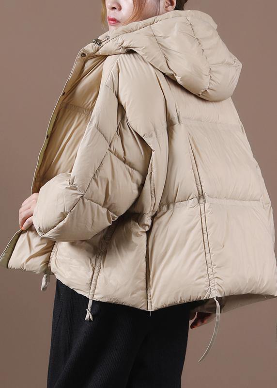 women nude warm winter coat Loose fitting down jacket hooded Button Down overcoat