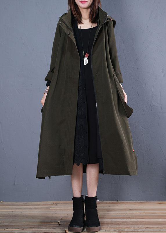 women oversize coats fall green side open hooded coats