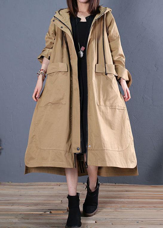 women oversize long winter coat fall khaki hooded low high design jackets