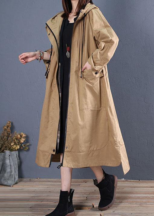 women oversize long winter coat fall khaki hooded low high design jackets