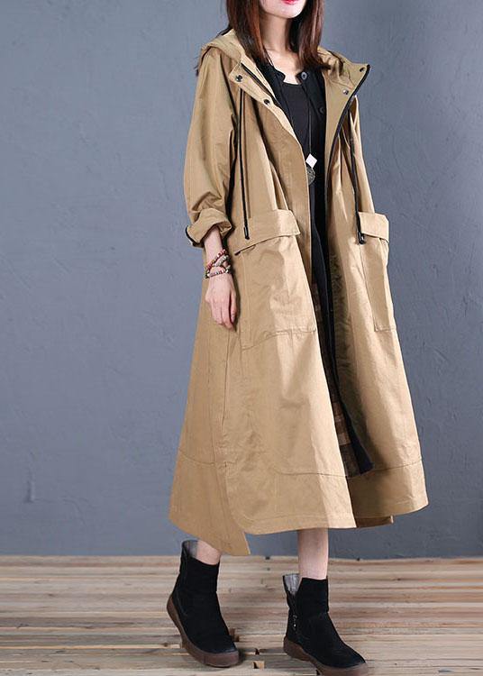 women oversize long winter coat fall khaki hooded low high design jackets