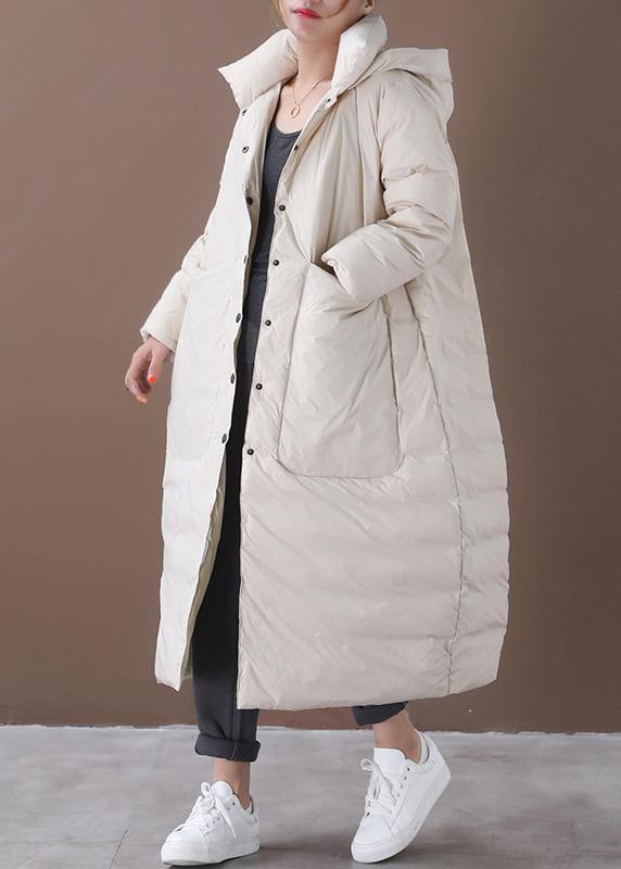 women oversize winter coats beige hooded pockets warm winter coat