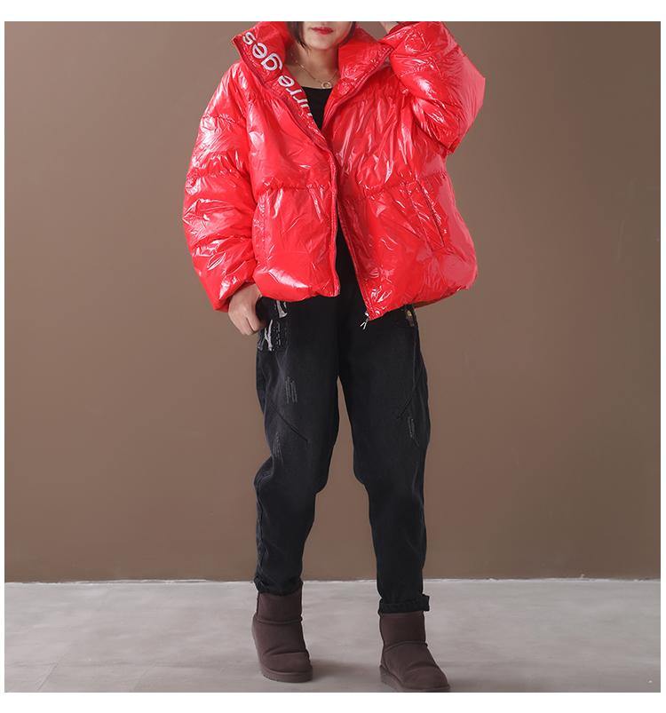 women plus size snow jackets hooded coats red warm stand collar down coat winter