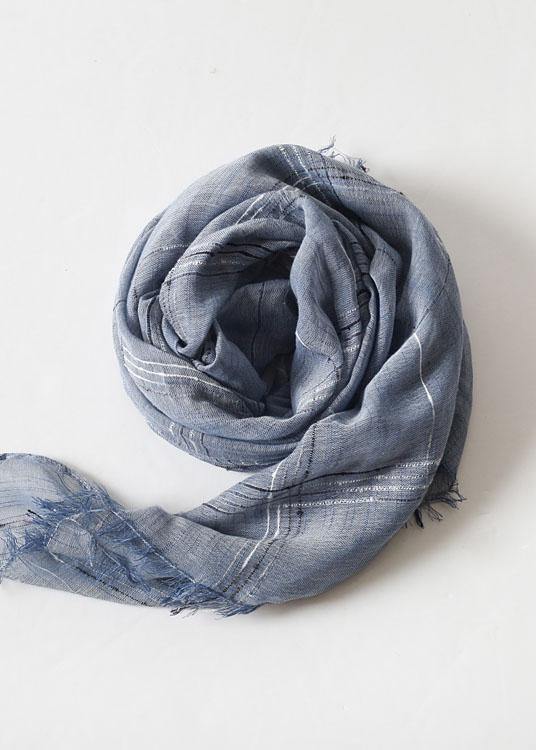 women tassel dark blue cotton linen big scarf casual vintage scarves