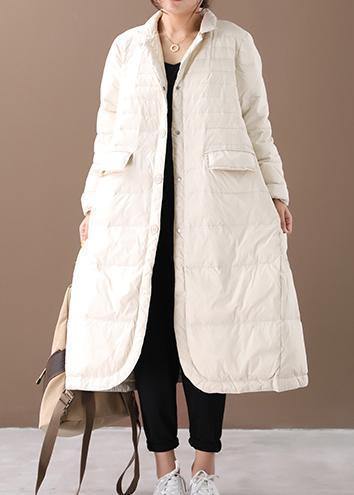 women white warm winter coat plus size winter Notched pockets outwear