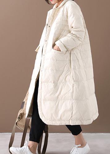 women white warm winter coat plus size winter Notched pockets outwear