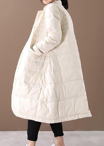 women white warm winter coat plus size winter Notched pockets outwear