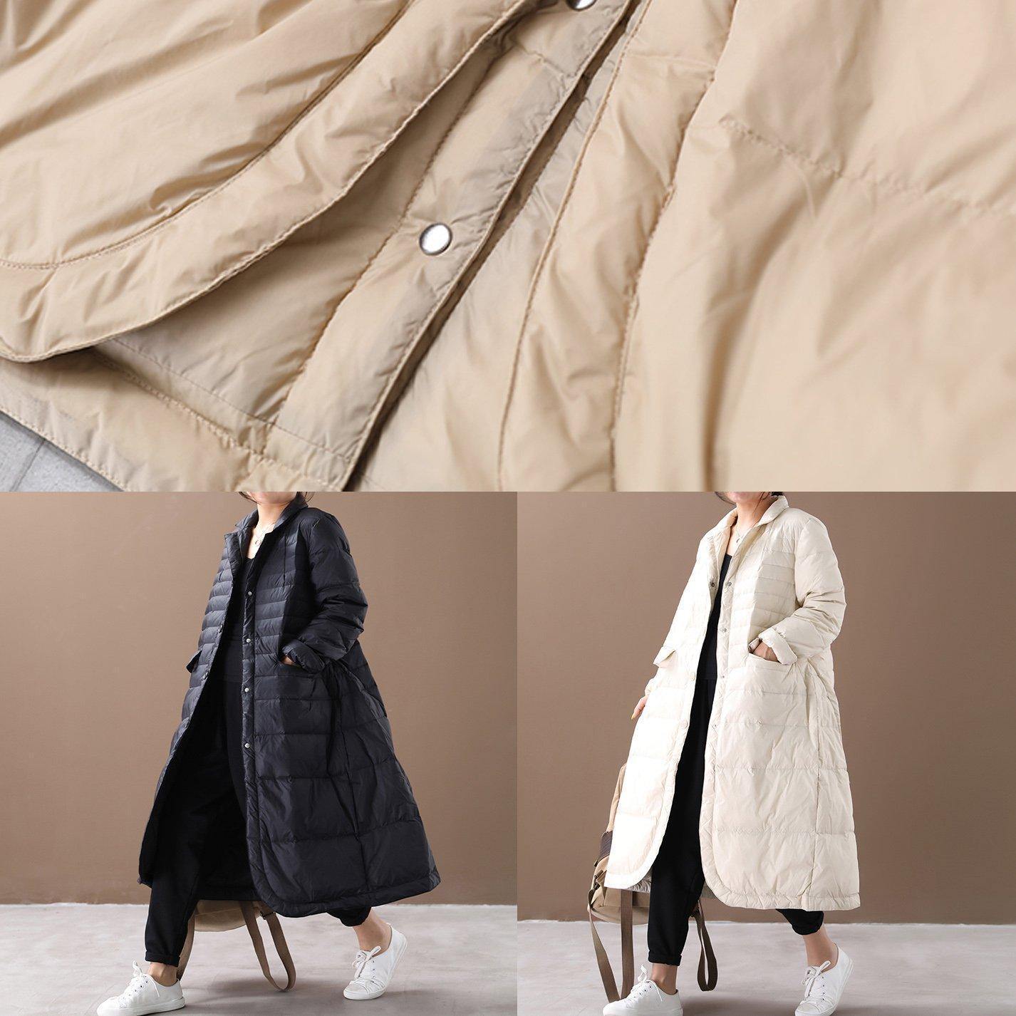 women white warm winter coat plus size winter Notched pockets outwear